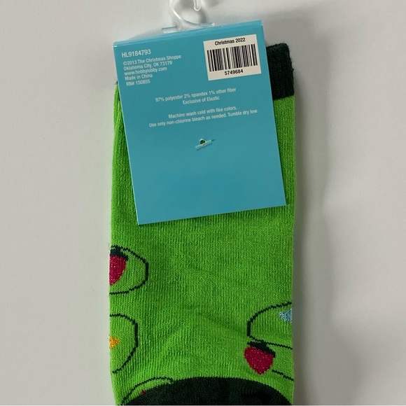 Christmas Tree Lights Socks Crew NWT Green OSFM Colorful New Adult Bulbs - Picture 13 of 13